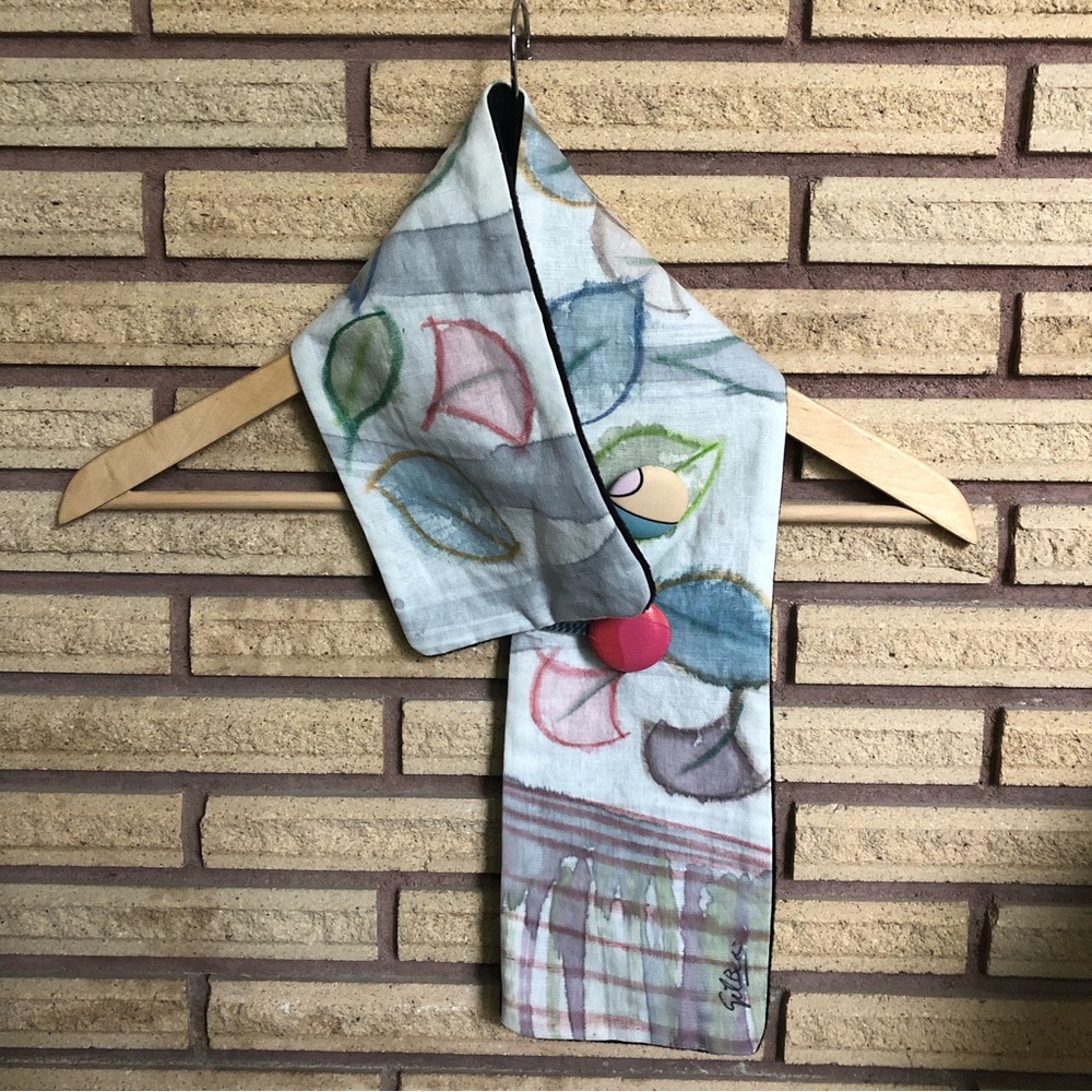 Handpainted Leaf Neck Scarf - Gilbea Spain - Neck Wrap - Winter Fall Accessories